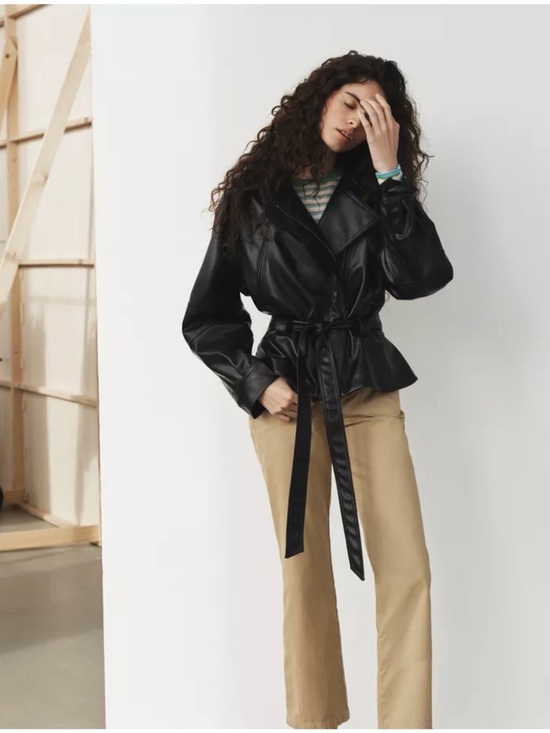 Zara Jackets & Blazers - ZARA FAUX LEATHER JACKET WITH BELT SMALL
